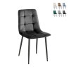 Set 4 sedie da soggiorno cucina in velluto effetto trapuntato Corfù 