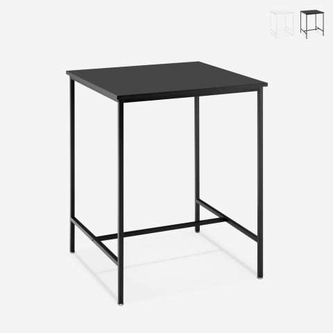 Tavolo alto 70x70cm per bar cucina bistrot in metallo bianco e nero Zakis Promozione