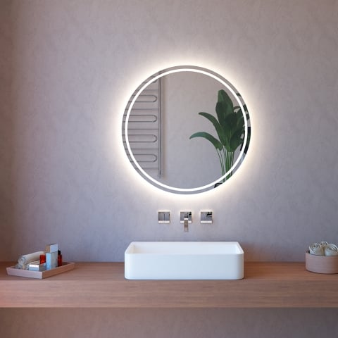 Specchio da bagno con luce LED touch retroilluminato rotondo 75cm ETR131 Promozione