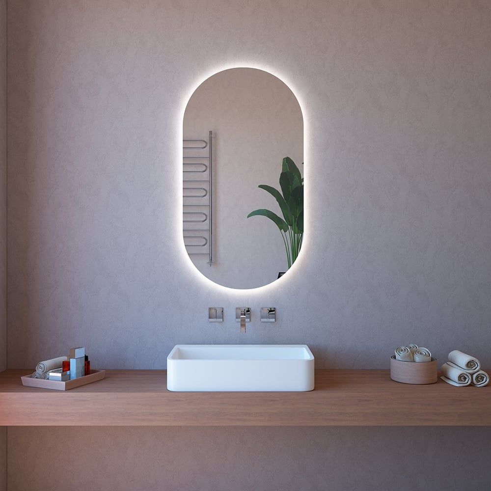 Specchio da bagno ovale retroilluminato LED con antiappannamento ETR117