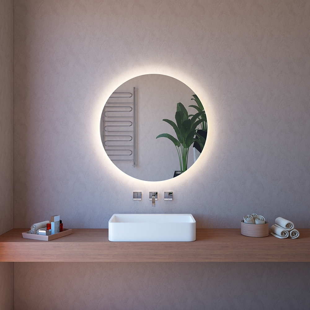 Specchio da bagno touch filo lucido retroilluminato tondo 75cm ETR116-M