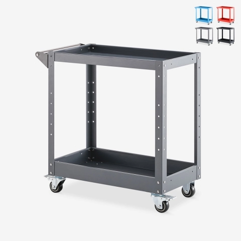 Carrello porta attrezzi in metallo 2 ripiani per officina garage Kerey Promozione