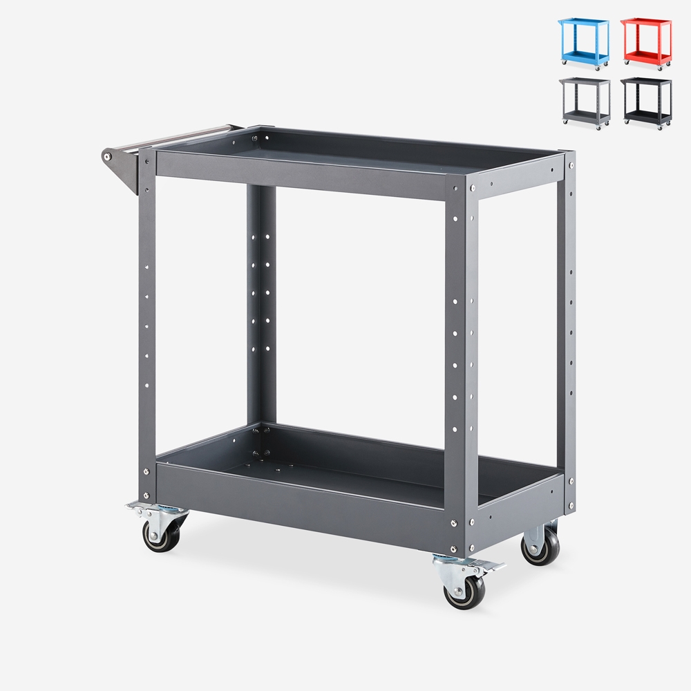 Carrello porta attrezzi in metallo 2 ripiani per officina garage Kerey Promozione Carrello porta attrezzi in metallo 2 ripiani per officina garage Kerey Promozione