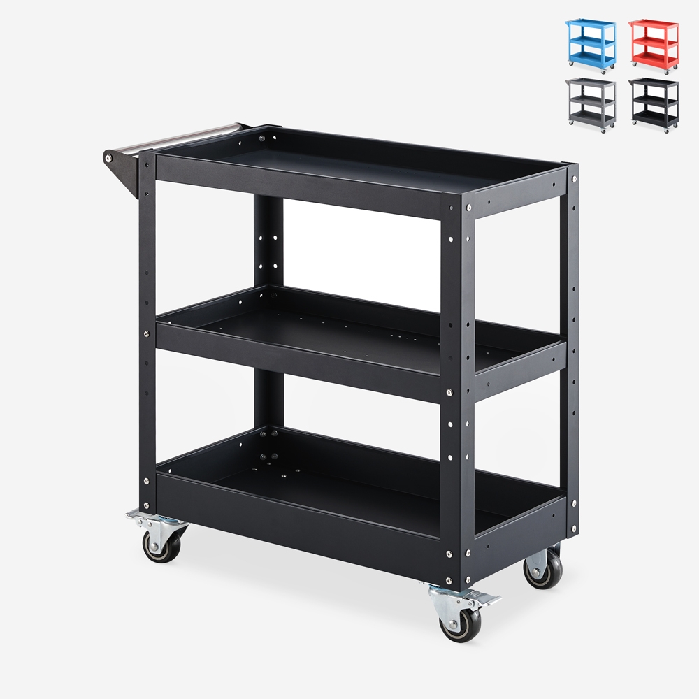 Carrello porta attrezzi in metallo 3 ripiani con ruote Kerey Plus Promozione Carrello porta attrezzi in metallo 3 ripiani con ruote Kerey Plus Promozione