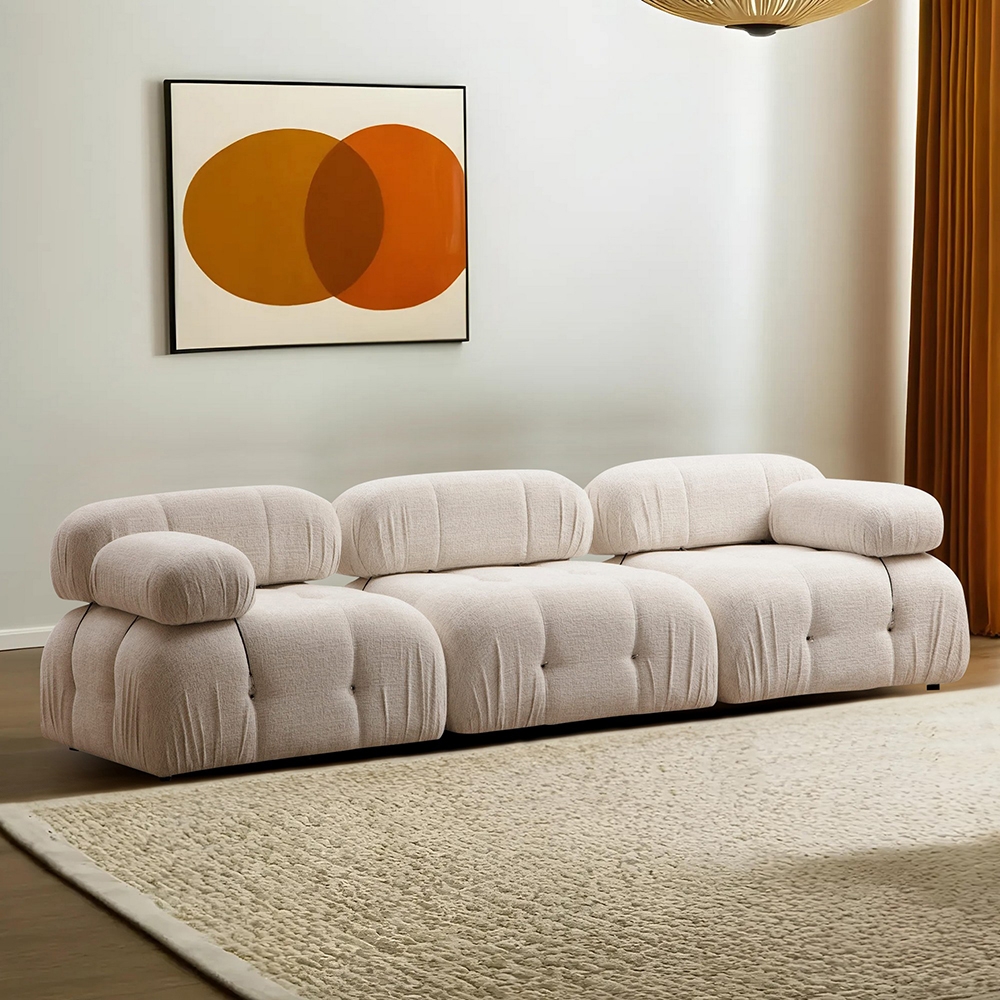 Divano modulare componibile crema 4 posti in tessuto Bubble 3S Promozione