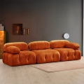 Divano modulare componibile 4 posti in velluto arancione Bubble 3SV Promozione