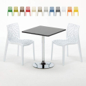 Tavolino Quadrato Nero 70x70 cm con 2 Sedie Colorate Gruvyer Mojito