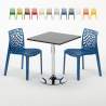 Tavolino Quadrato Nero 70x70 cm con 2 Sedie Colorate Gruvyer Mojito Saldi
