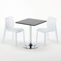 Tavolino Quadrato Nero 70x70 cm con 2 Sedie Colorate Gruvyer Mojito