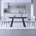 Tavolo da pranzo allungabile moderno 90x160-200cm effetto marmo Caracas Vendita