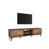 Mobile TV con 2 ante a ribalta e 2 mensole in legno color noce Walnut Vendita