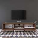 Mobile TV con 2 ante a ribalta e 2 mensole in legno color noce Walnut Misure