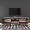 Mobile TV con 2 ante a ribalta e 2 mensole in legno color noce Walnut Misure