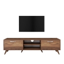 Mobile TV con 2 ante a ribalta e 2 mensole in legno color noce Walnut Catalogo