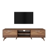 Mobile TV con 2 ante a ribalta e 2 mensole in legno color noce Walnut Catalogo