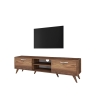 Mobile TV con 2 ante a ribalta e 2 mensole in legno color noce Walnut Stock