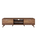 Mobile TV con 2 ante a ribalta e 2 mensole in legno color noce Walnut Scelta