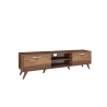 Mobile TV con 2 ante a ribalta e 2 mensole in legno color noce Walnut Modello