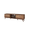 Mobile TV con 2 ante a ribalta e 2 mensole in legno color noce Walnut Caratteristiche