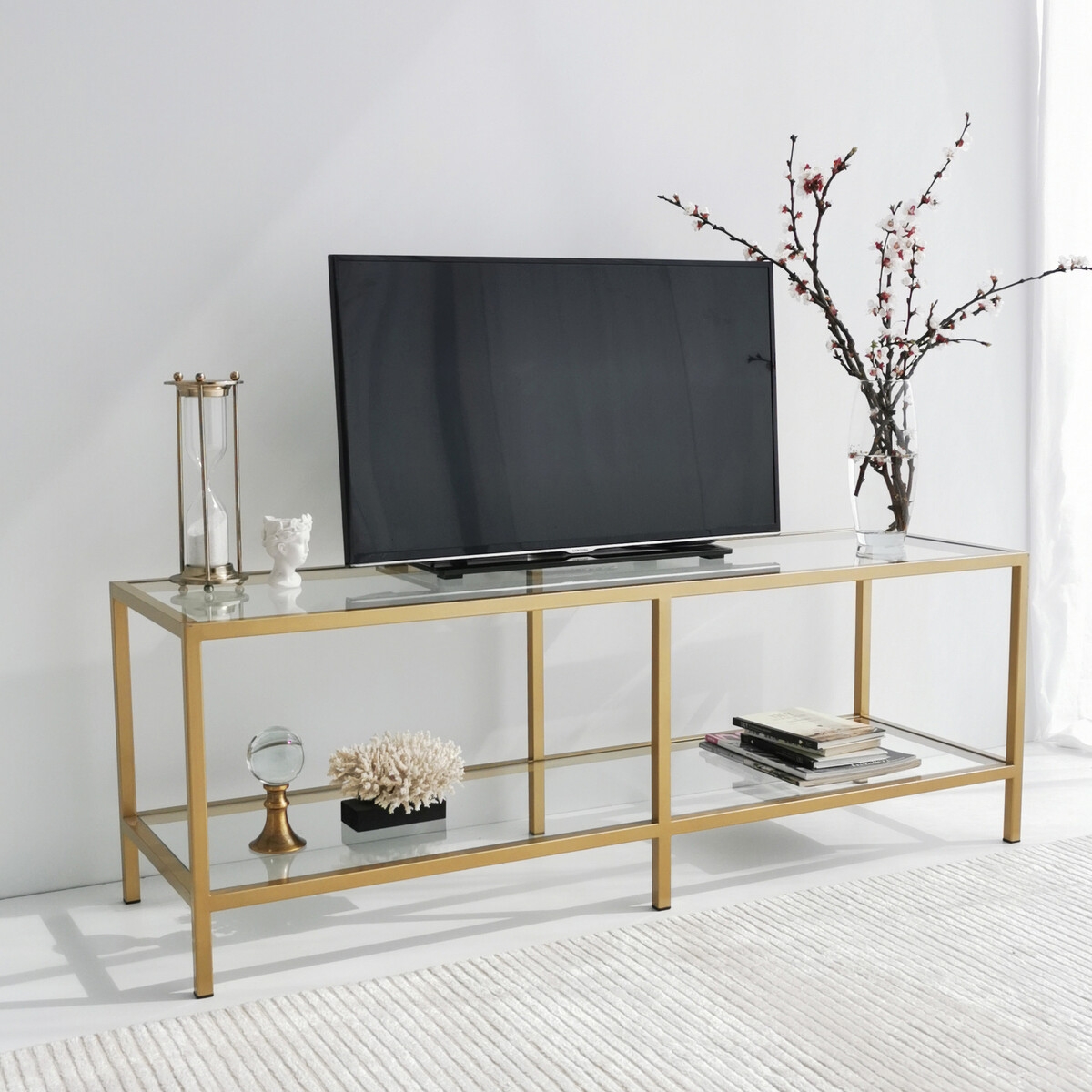 Mobile TV soggiorno moderno in metallo e vetro 130cm Goldy Promozione Mobile TV soggiorno moderno in metallo e vetro 130cm Goldy Promozione