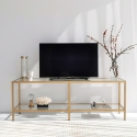 Mobile TV soggiorno moderno in metallo e vetro 130cm Goldy Vendita