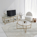 Mobile TV soggiorno moderno in metallo e vetro 130cm Goldy Offerta