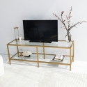 Mobile TV soggiorno moderno in metallo e vetro 130cm Goldy Saldi
