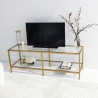 Mobile TV soggiorno moderno in metallo e vetro 130cm Goldy Saldi