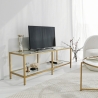 Mobile TV soggiorno moderno in metallo e vetro 130cm Goldy Sconti