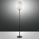 Lampada da terra in metallo nero con paralume in vetro soffiato Domizia-A Offerta