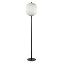 Lampada da terra in metallo nero con paralume in vetro soffiato Domizia-A Saldi