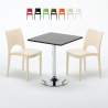 Tavolino Quadrato Nero 70x70 cm con 2 Sedie Colorate Paris Mojito Promozione