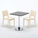 Tavolino Quadrato Nero 70x70 cm con 2 Sedie Colorate Paris Mojito Modello