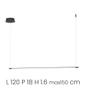 Lampada a sospensione con barra a LED in metallo 120cm Genius L Sconti