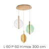 Lampadario con 3 luci a sospensione in vetro e metallo multicolore Juis XL Saldi