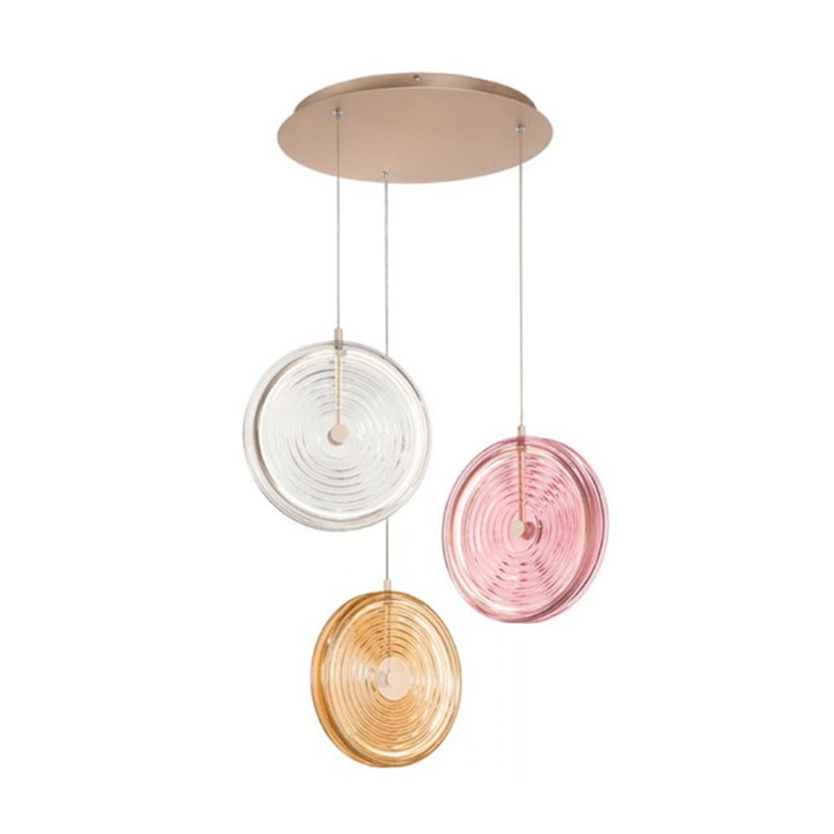 Lampadario con 3 luci a sospensione in vetro e metallo multicolore Jokey XL