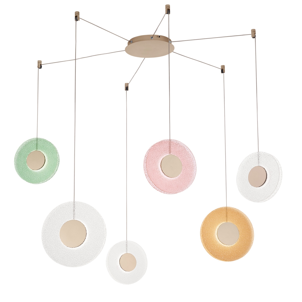 Lampadario con 3 luci LED a sospensione in vetro e metallo multicolore Candy Spider Promozione Lampadario con 3 luci LED a sospensione in vetro e metallo multicolore Candy Spider Promozione