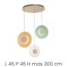 Lampadario con 3 luci LED a sospensione in vetro e metallo multicolore Candy XL Offerta