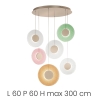 Lampadario con 6 luci LED a sospensione in vetro e metallo multicolore Candy XXL Offerta
