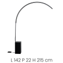 Lampada da terra ad arco in metallo con LED H215cm Biblio Catalogo