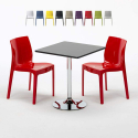 Tavolino Quadrato Nero 70x70 cm con 2 Sedie Colorate Ice Mojito Stock