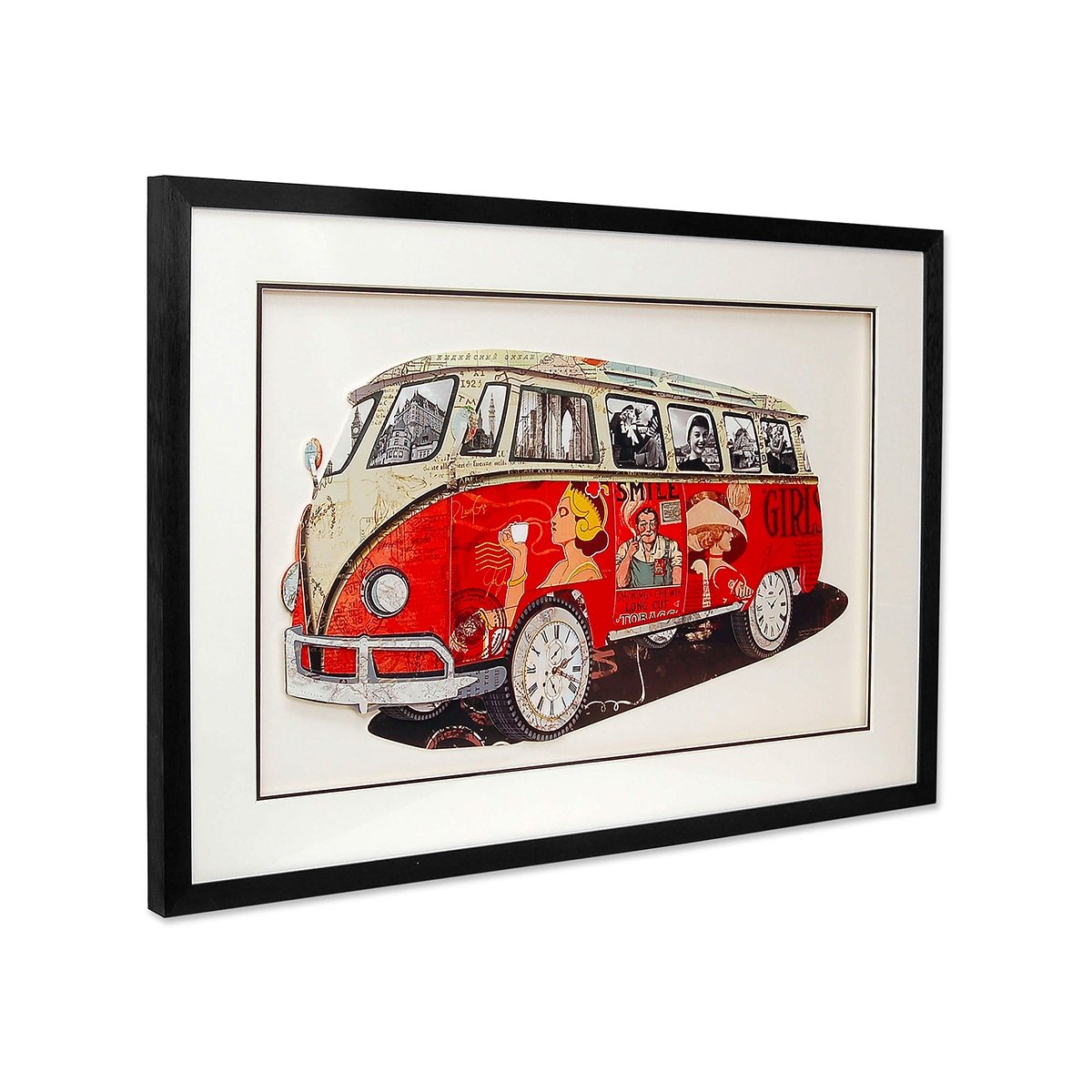 Quadro vintage collage effetto 3D 70x50cm furgone anni 60-70 Arti