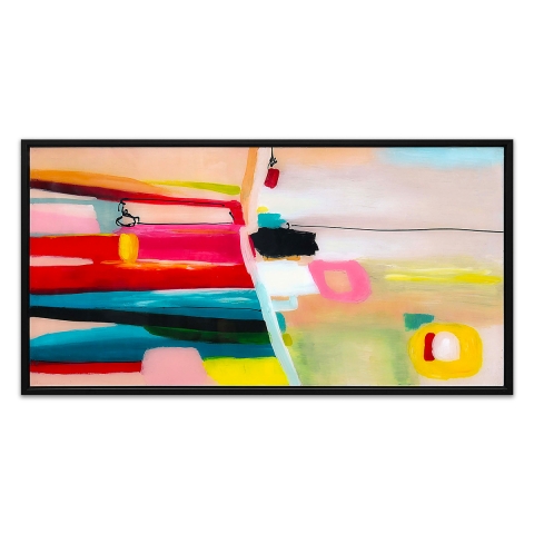 Quadro astratto 124x64cm dipinto su plexiglas con cornice nera Druvt Promozione