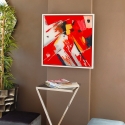 Quadro moderno astratto 64x64cm dipinto su plexiglas cornice bianca Tyvek Vendita