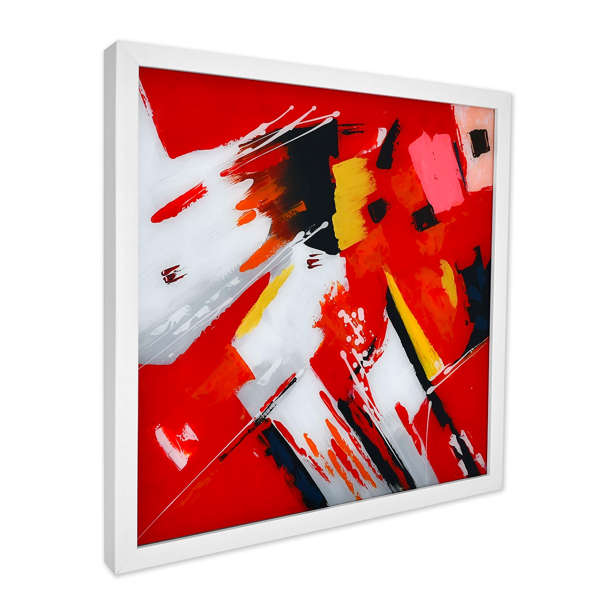 Quadro moderno astratto 64x64cm dipinto su plexiglas cornice bianca Tyvek Promozione Quadro moderno astratto 64x64cm dipinto su plexiglas cornice bianca Tyvek Promozione