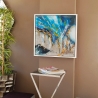 Quadro astratto su plexiglas 64x64cm dipinto moderno cornice bianca Lazur Vendita