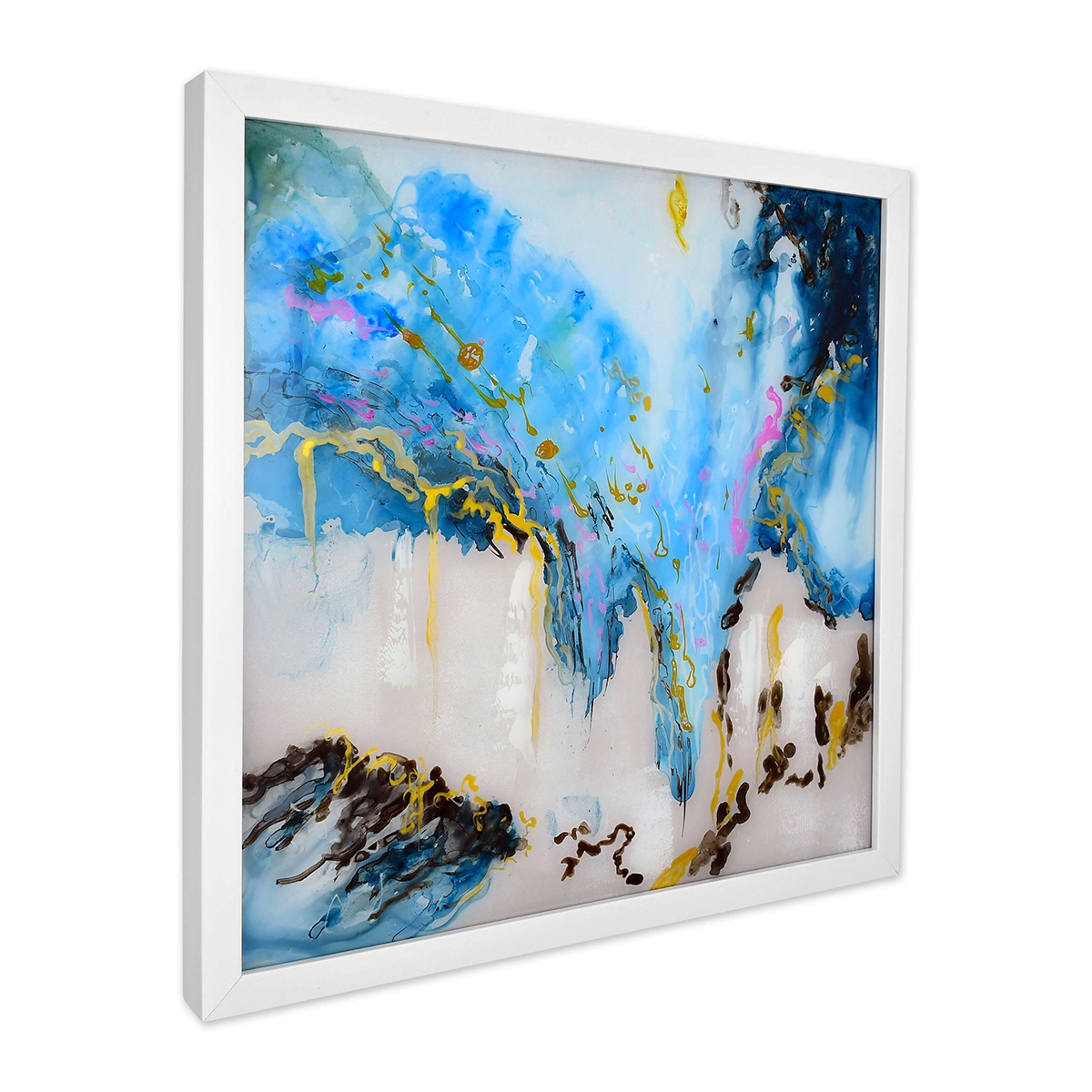 Quadro astratto su plexiglas 64x64cm dipinto moderno cornice bianca Lazur Promozione Quadro astratto su plexiglas 64x64cm dipinto moderno cornice bianca Lazur Promozione