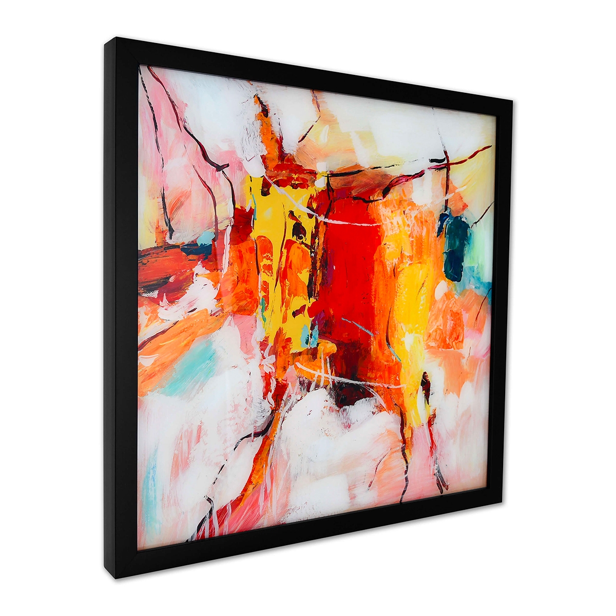 Quadro astratto moderno 64x64cm dipinto su plexiglas cornice nera Tzarb Promozione Quadro astratto moderno 64x64cm dipinto su plexiglas cornice nera Tzarb Promozione