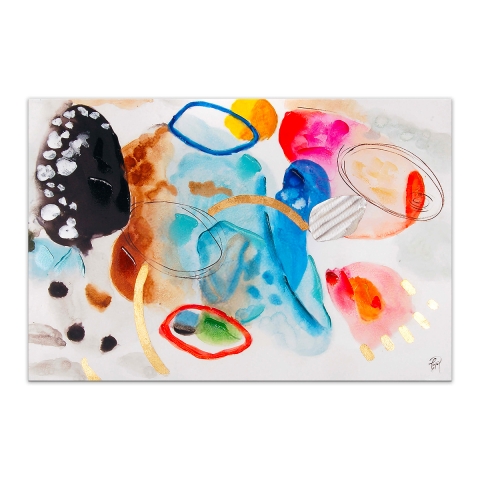 Quadro astratto geometrico 120x80cm dipinto moderno multicolore Nadiv Promozione