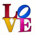 Quadro in metallo 3D multicolore 81x81cm con scritta LOVE Kokhannya Promozione